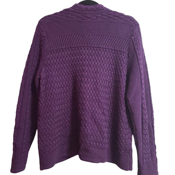 LL Bean red burgundy knit button up sweater, womans large petite - Picture 3 of 5